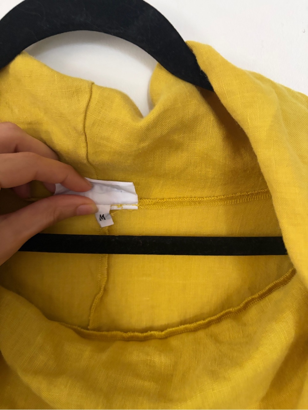 BRYN Walker 100% Linen Sleeveless Cowl Neck Tunic - Mustard Yellow - Medium - Picture 5 of 12